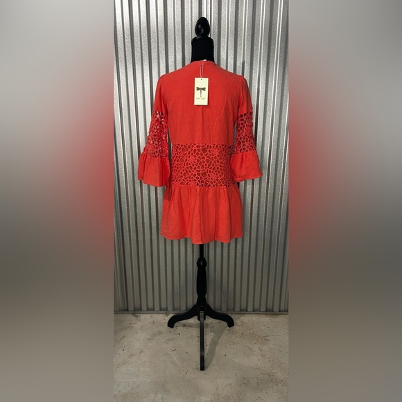 Women’s Tyler Böe NWT Pink Cotton Split Neck Midi Tunic Long Sleeve Dress XS - Picture 2 of 4